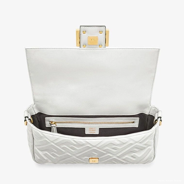 Cheap White FF In Motif Bag Baguette Fendi Leather Medium Nappa 0812